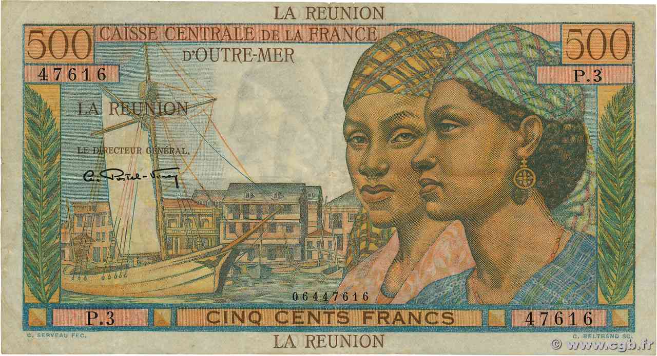 500 Francs Pointe à Pitre ÎLE DE LA RÉUNION  1946 P.46a TB+