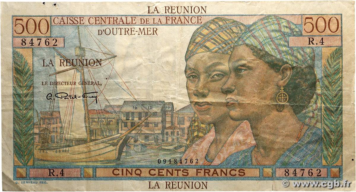 500 Francs Pointe à Pitre ÎLE DE LA RÉUNION  1946 P.46a TB+