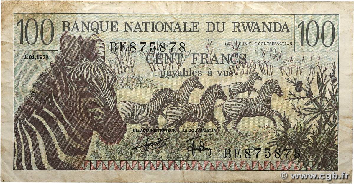 100 Francs RWANDA  1978 P.12 TB+