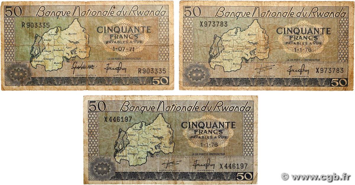 50 Francs Lot RWANDA  1971 P.07b B