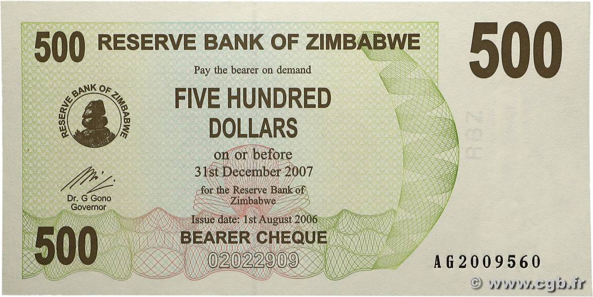 500 Dollars ZIMBABWE  2006 P.43 NEUF
