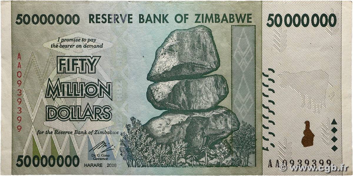 50 Millions Dollars ZIMBABWE  2008 P.79 TTB+