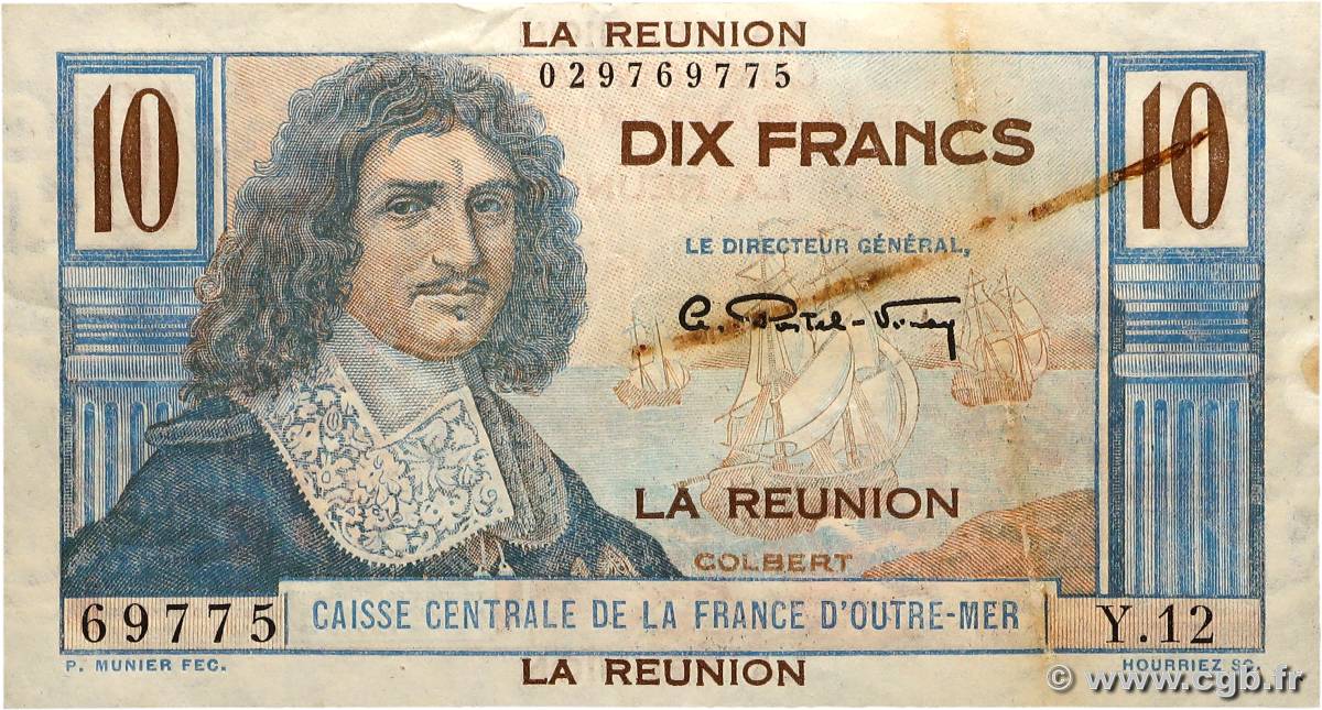 10 Francs Colbert ÎLE DE LA RÉUNION  1947 P.42a TTB