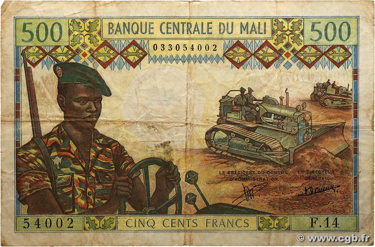 500 Francs MALI  1973 P.12d MB