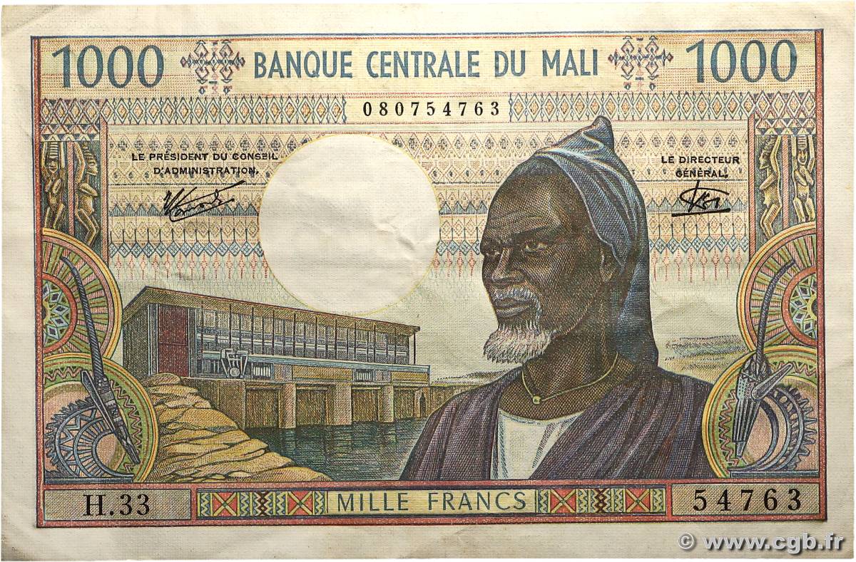 1000 Francs MALI  1970 P.13e TTB