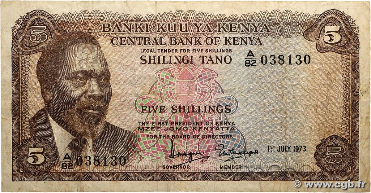 5 Shillings KENYA  1973 P.06d TB