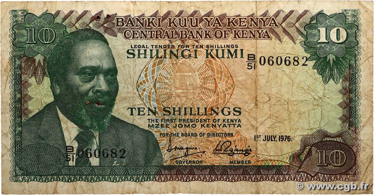 10 Shillings KENYA  1976 P.12b TB