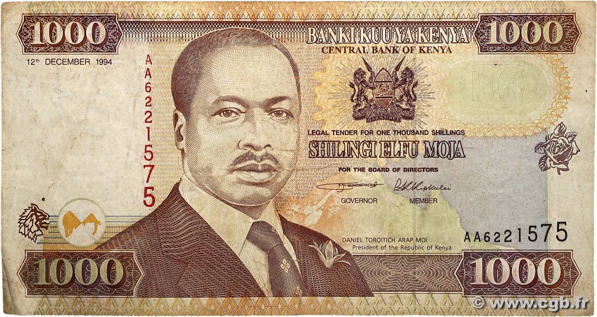 1000 Shillings KENYA  1994 P.34a TB