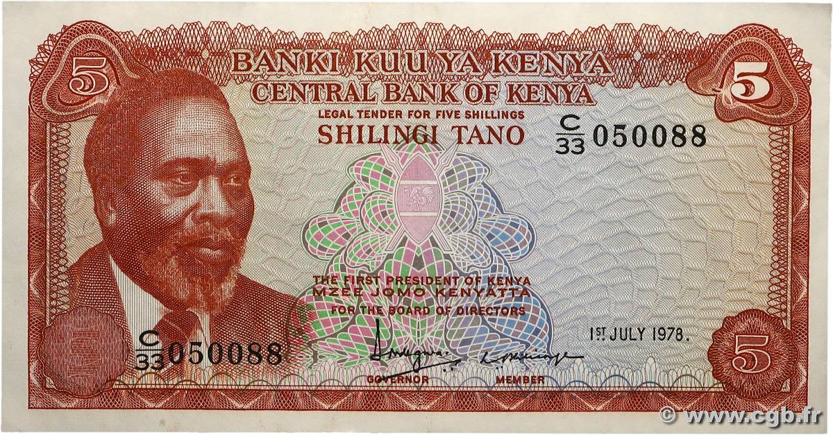 5 Shillings KENYA  1978 P.15 TTB+