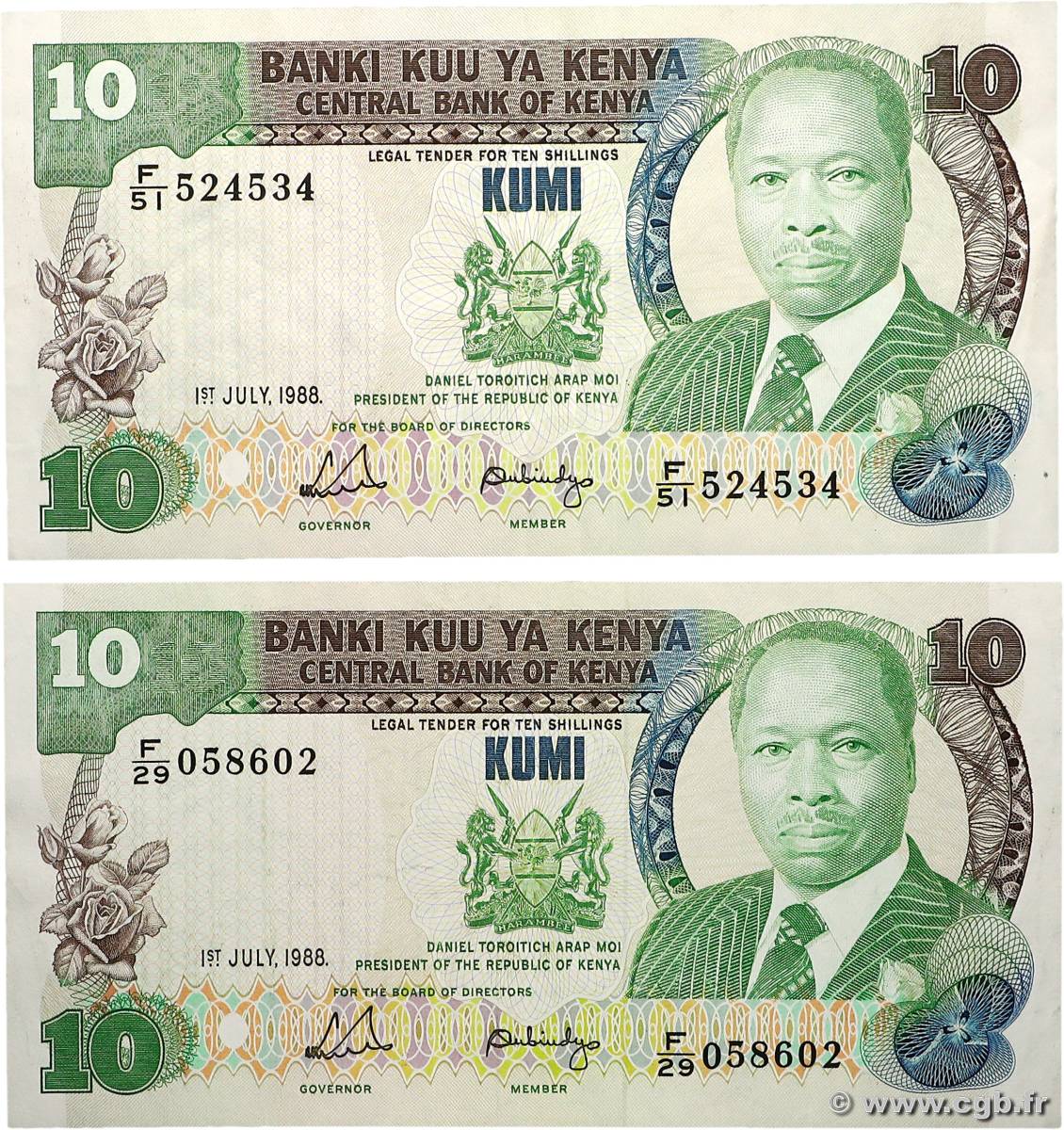10 Shillings KENYA  1988 P.20g SUP