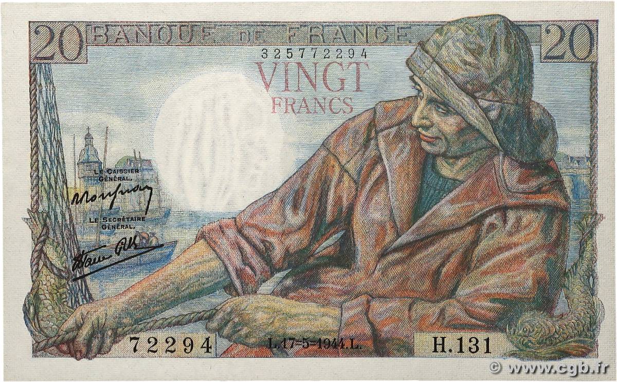 20 Francs PÊCHEUR FRANCE  1944 F.13.09 pr.NEUF