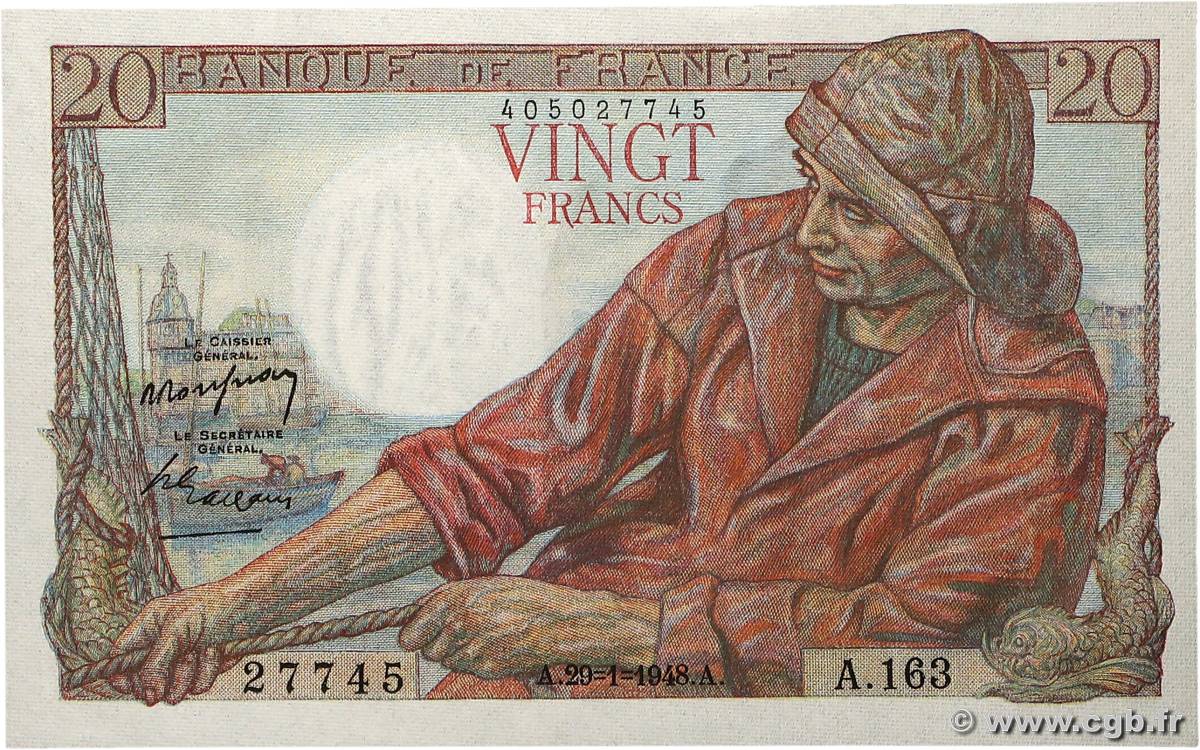 20 Francs PÊCHEUR FRANCE  1948 F.13.12 NEUF