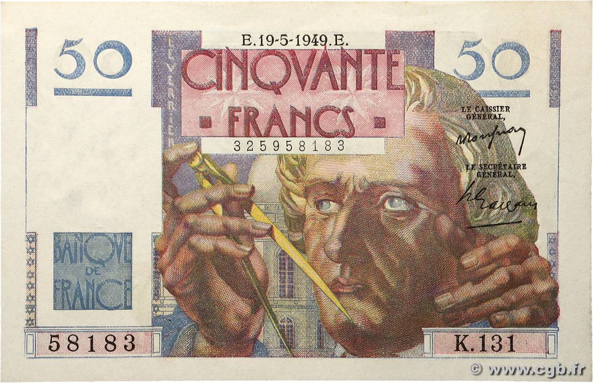 50 Francs LE VERRIER FRANCE  1949 F.20.12 pr.NEUF
