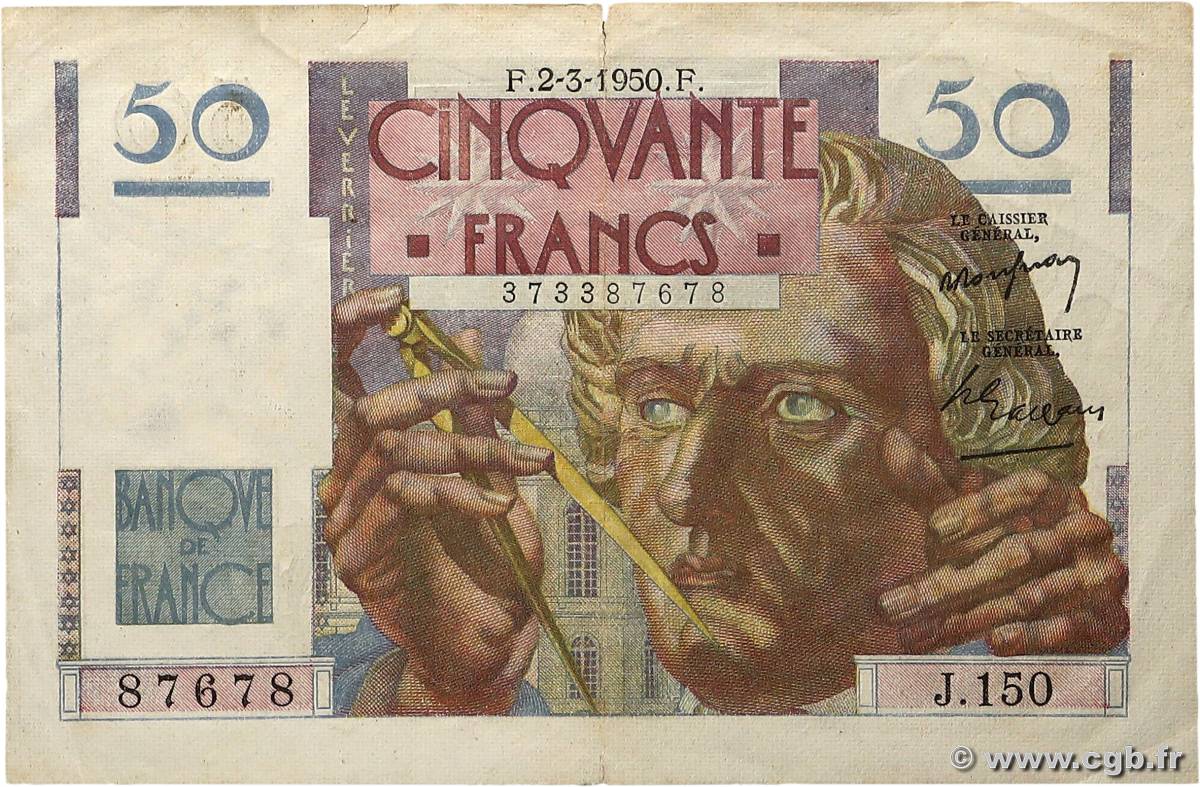 50 Francs LE VERRIER Numéro radar FRANCE  1950 F.20.14 TB