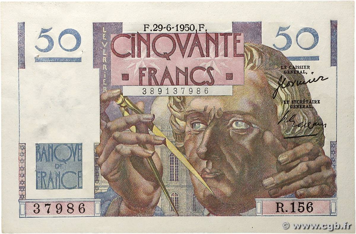 50 Francs LE VERRIER FRANCE  1950 F.20.15 SUP+