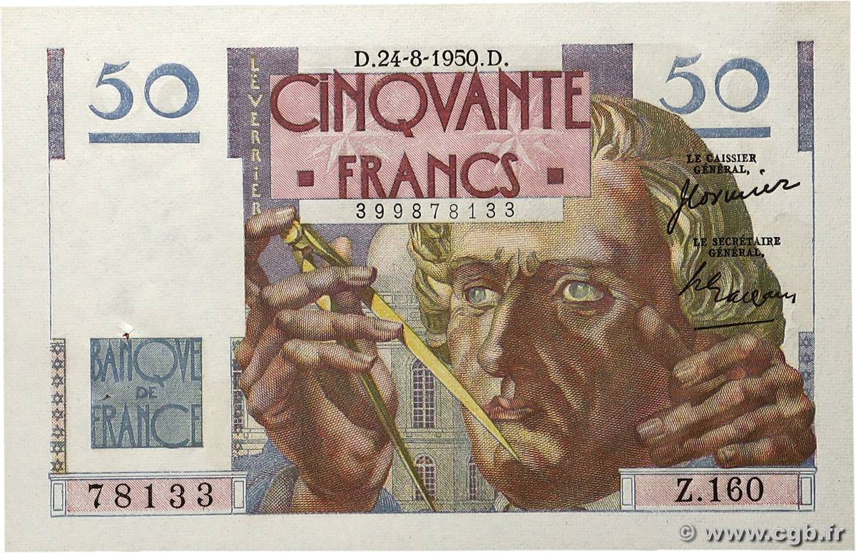 50 Francs LE VERRIER FRANCE  1950 F.20.16 SPL