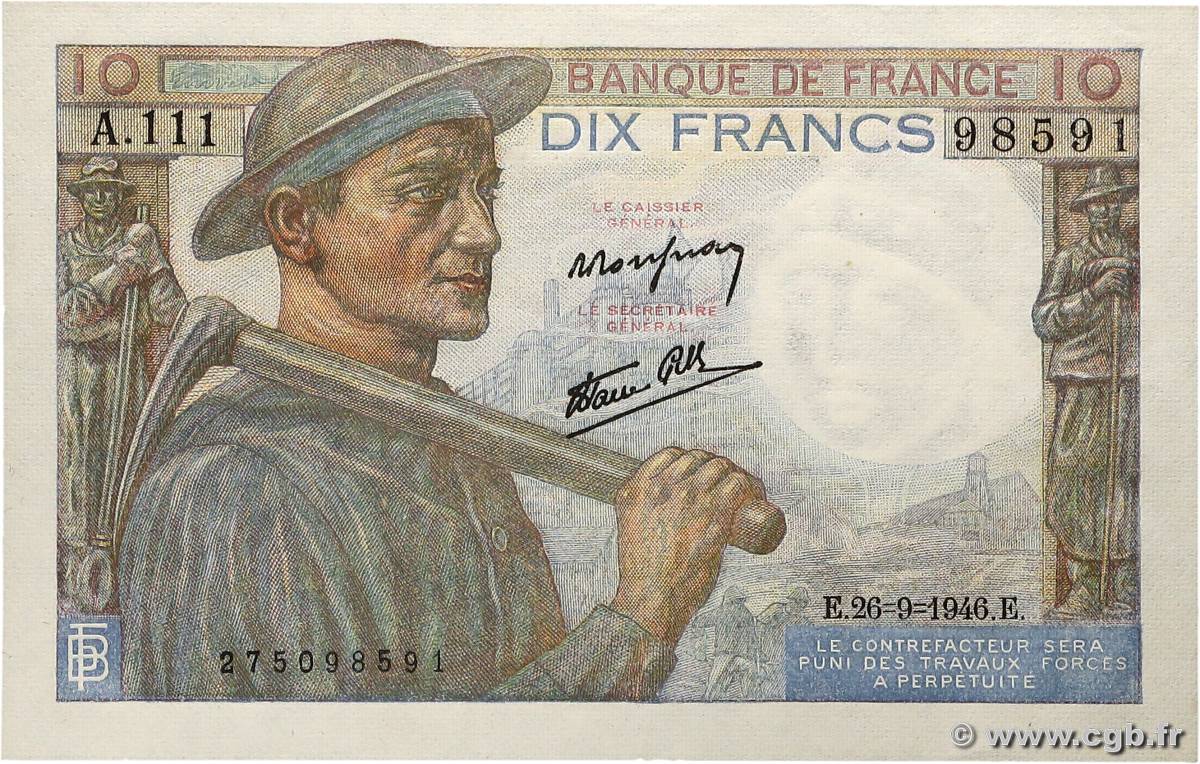 10 Francs MINEUR FRANCE  1946 F.08.15 SPL+