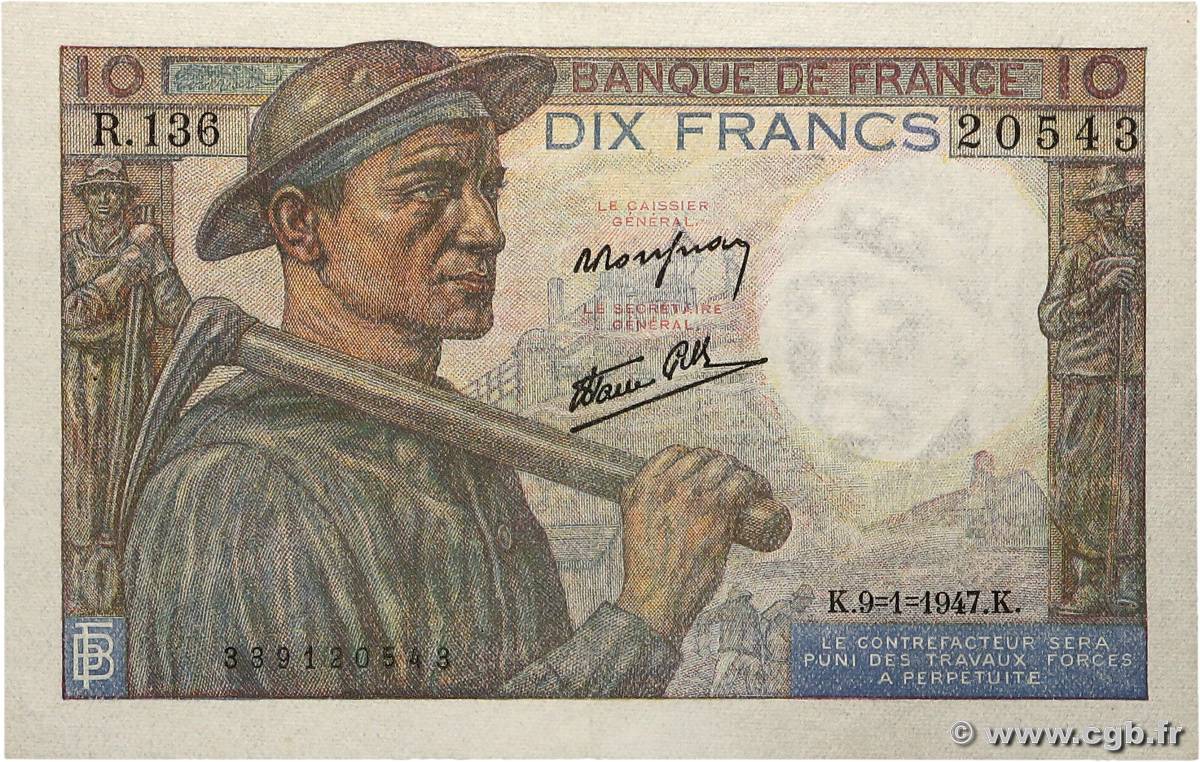 10 Francs MINEUR FRANCE  1947 F.08.17 pr.SPL