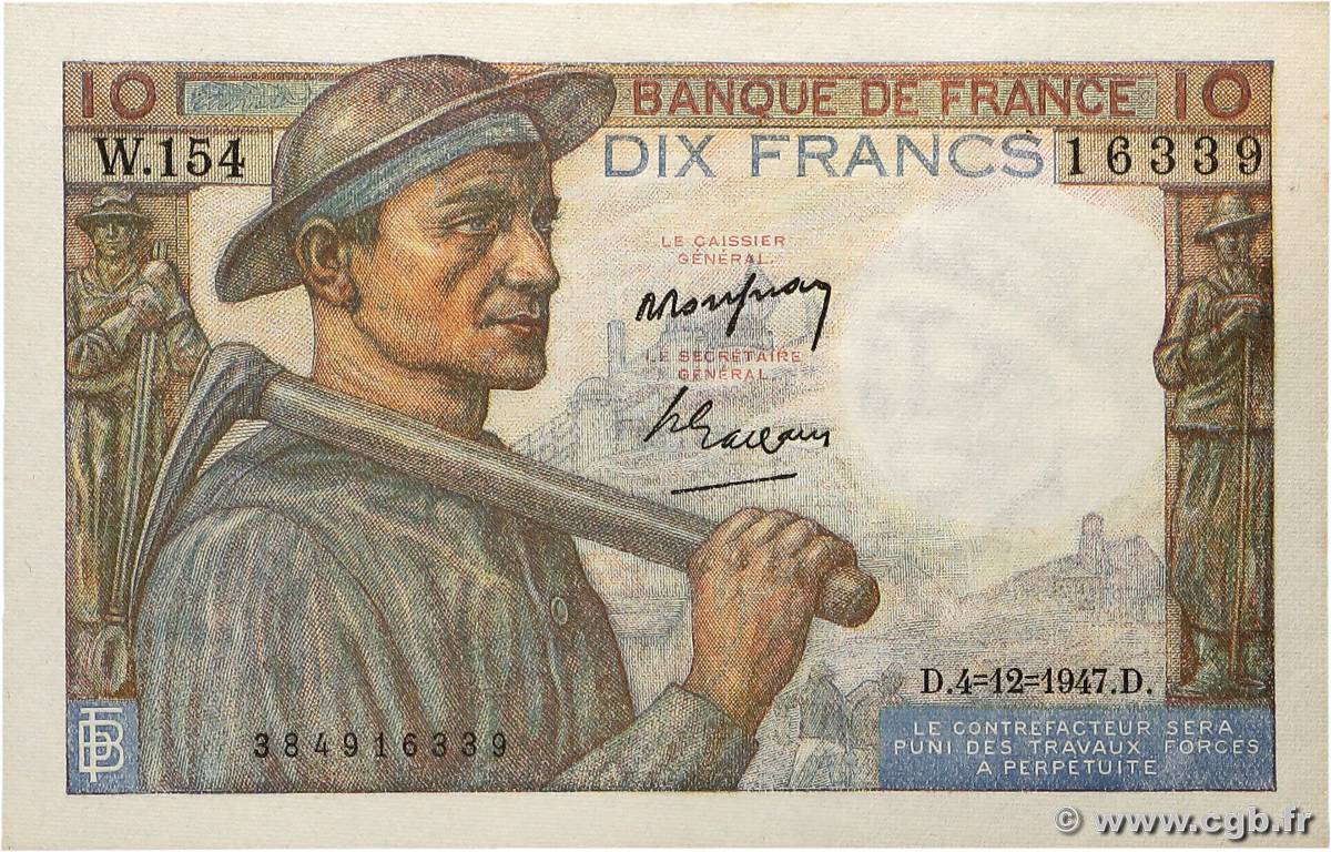 10 Francs MINEUR FRANCE  1947 F.08.19 pr.NEUF