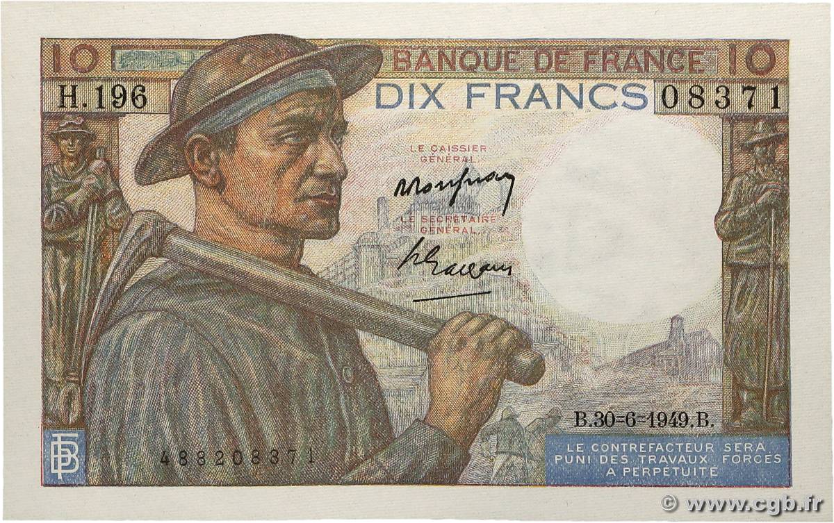 10 Francs MINEUR FRANCE  1949 F.08.22 pr.NEUF