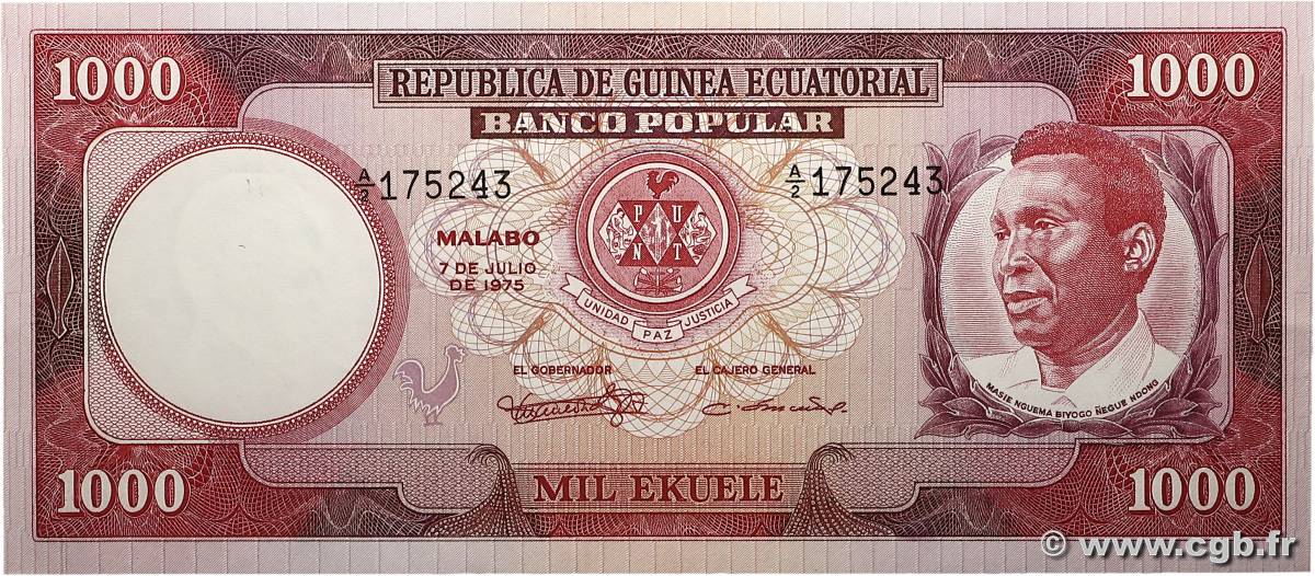 1000 Ekuele EQUATORIAL GUINEA  1975 P.13 AU