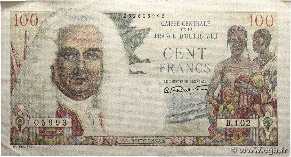 100 Francs La Bourdonnais CCFOM AFRIQUE ÉQUATORIALE FRANÇAISE  1947 A.133a XF-
