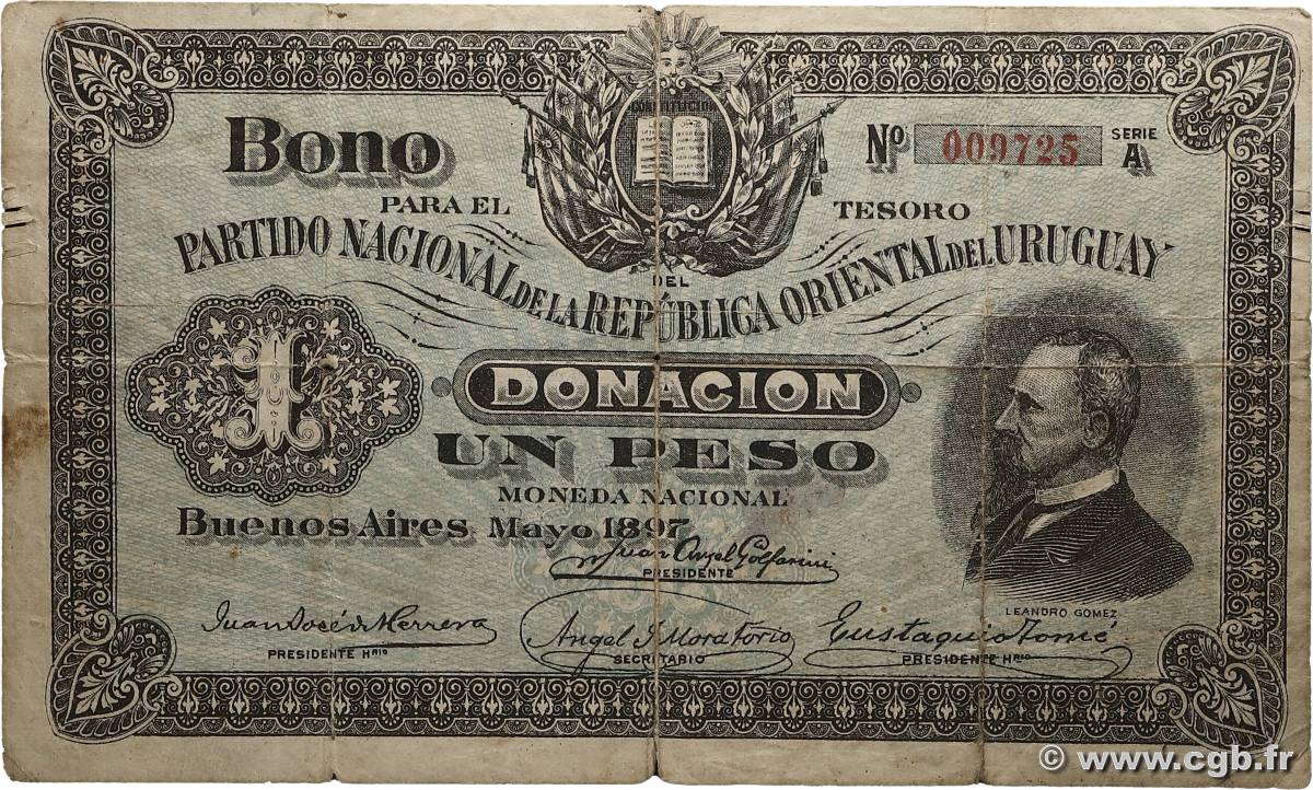 1 Peso URUGUAY  1897 P.- pr.TB