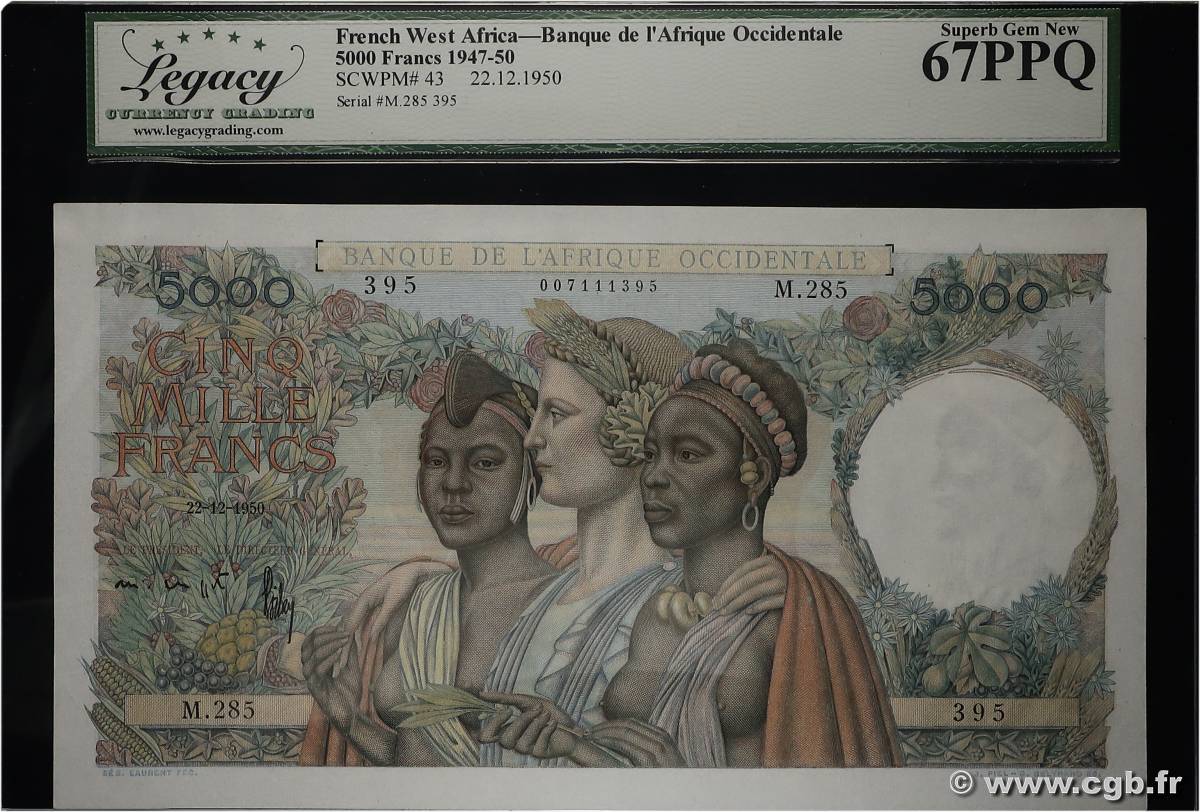 5000 Francs AFRIQUE OCCIDENTALE FRANÇAISE (1895-1958)  1950 P.43 NEUF