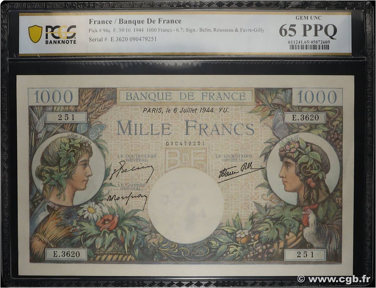 1000 Francs COMMERCE ET INDUSTRIE FRANCE  1944 F.39.10 NEUF