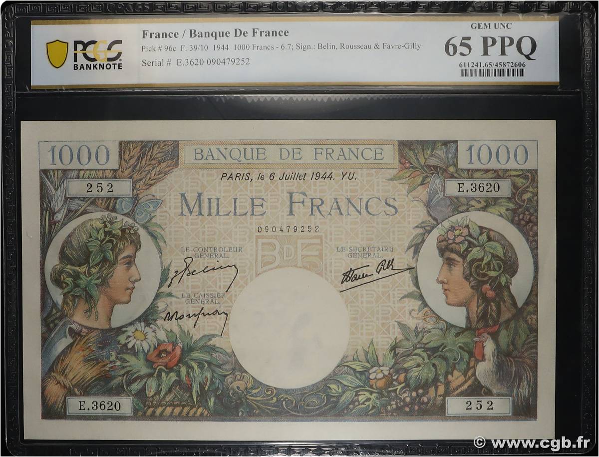 1000 Francs COMMERCE ET INDUSTRIE FRANCE  1944 F.39.10 NEUF