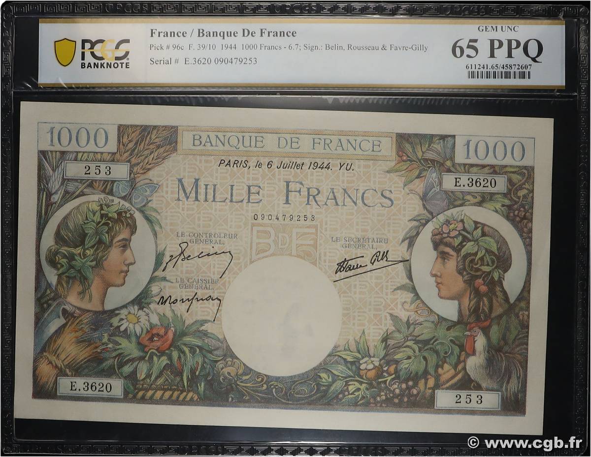 1000 Francs COMMERCE ET INDUSTRIE FRANCE  1944 F.39.10 NEUF