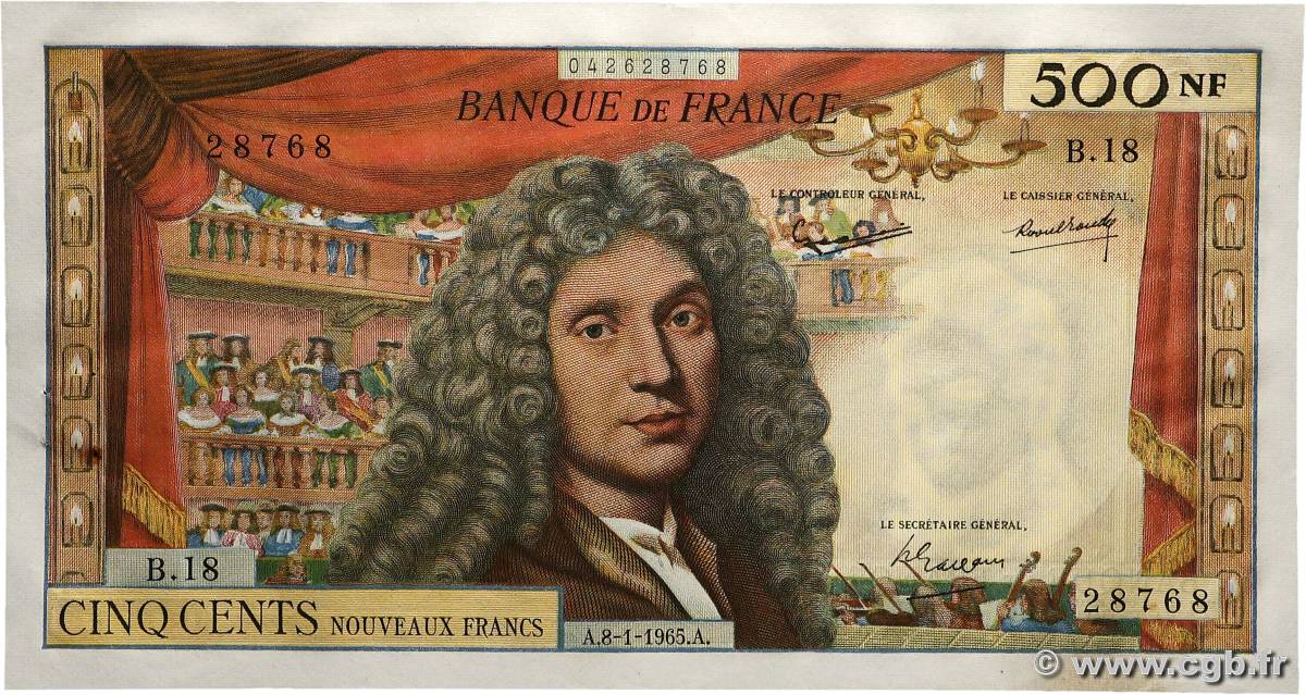 500 Nouveaux Francs MOLIÈRE FRANCE  1965 F.60.08 SUP+