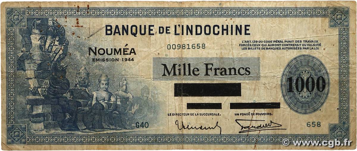 1000 Francs NOUVELLE CALÉDONIE  1944 P.47b BC