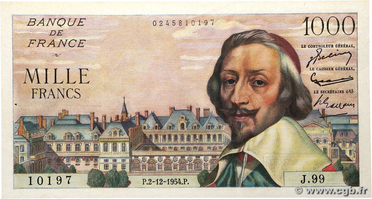 1000 Francs RICHELIEU FRANCE  1954 F.42.09 pr.SUP