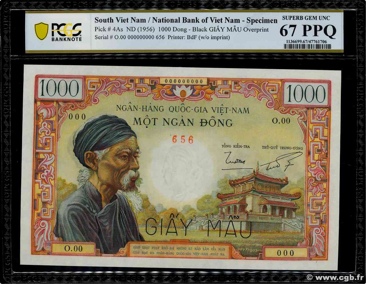 1000 Dong Spécimen VIET NAM SUD  1955 P.04As NEUF