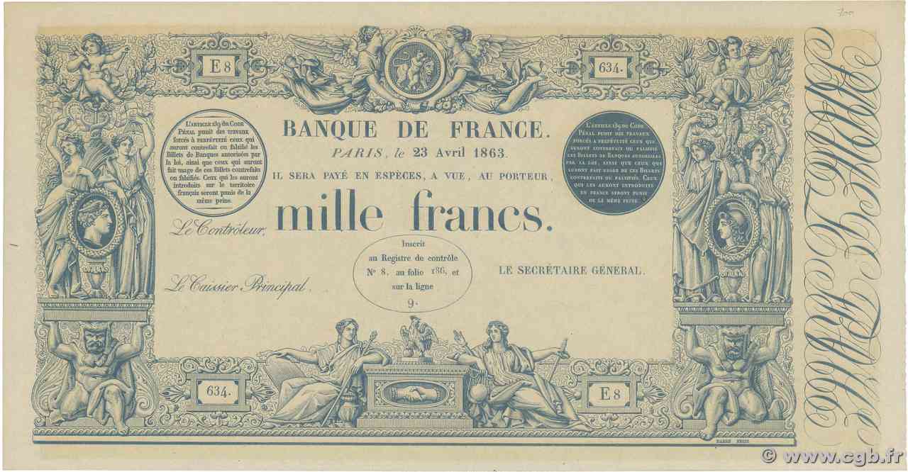 1000 Francs type 1862 - bleu Épreuve FRANCE  1863 F.A36.00ec1 NEUF