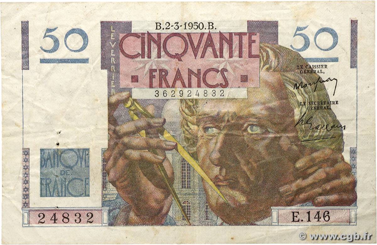 50 Francs LE VERRIER FRANCE  1950 F.20.14 TB