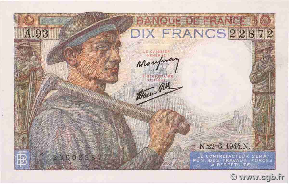 10 Francs MINEUR FRANCE  1944 F.08.12 pr.NEUF
