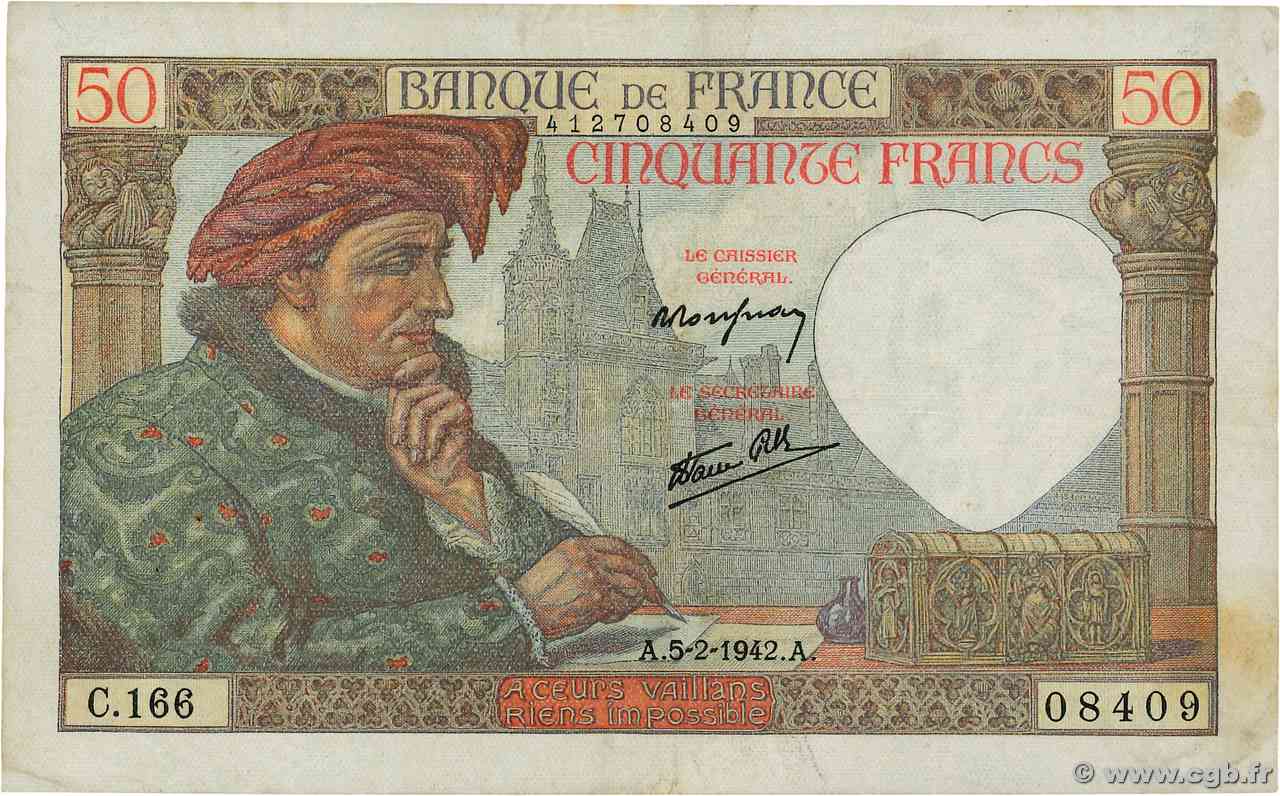 50 Francs JACQUES CŒUR FRANCIA  1942 F.19.19 BB