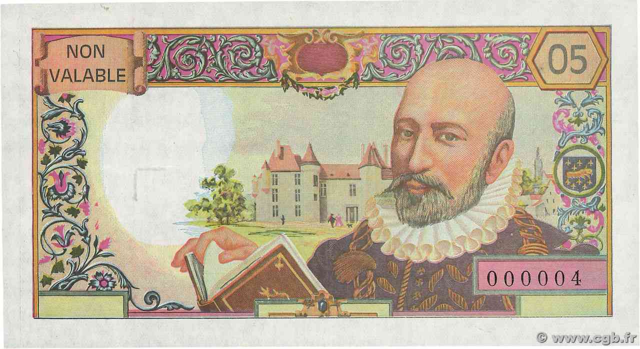 05 Francs MONTAIGNE échantillon Échantillon FRANCIA  1987 EC.1987.01 AU+