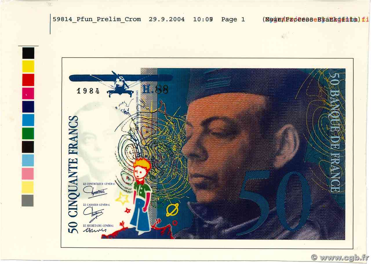 50 Francs SAINT-EXUPÉRY Épreuve FRANCIA  1984 F.- FDC