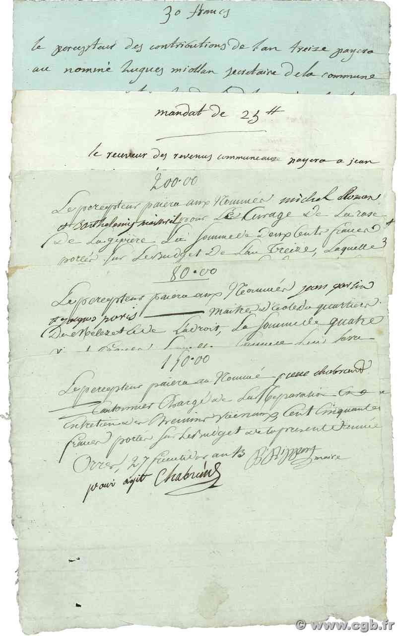 Lot de 5 Mandats nominatifs Lot FRANCE regionalism and various  1794 DOC-Lot VF