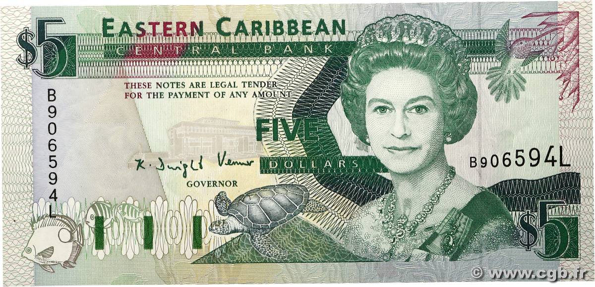 5 Dollars CARAÏBES  1993 P.26l SUP