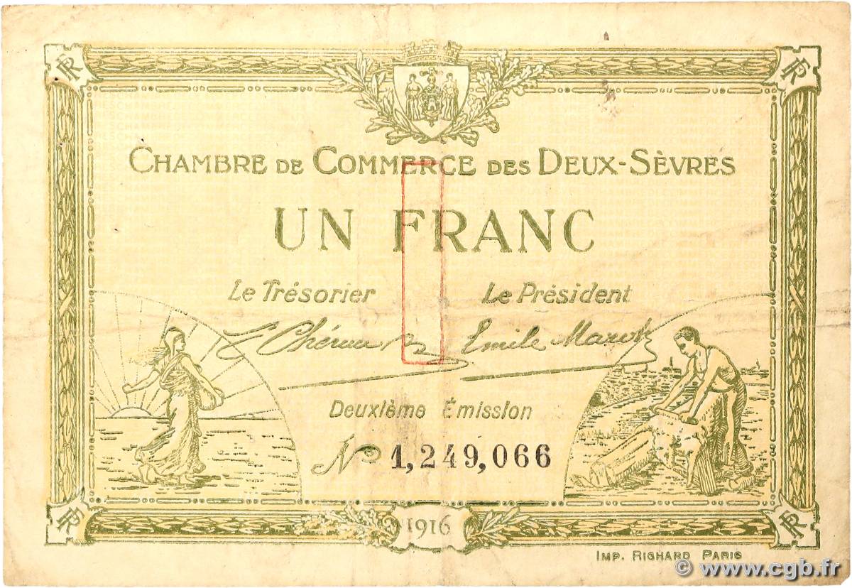 1 Franc FRANCE régionalisme et divers Niort 1916 JP.093.08 TB