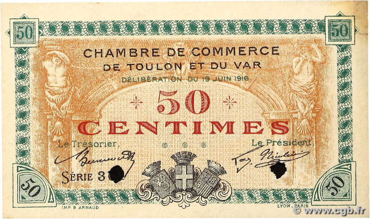 50 Centimes FRANCE régionalisme et divers Toulon 1916 JP.121.02 TTB+
