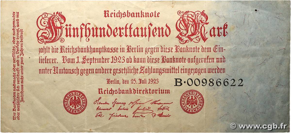 500000 Mark ALLEMAGNE  1923 P.092 TTB