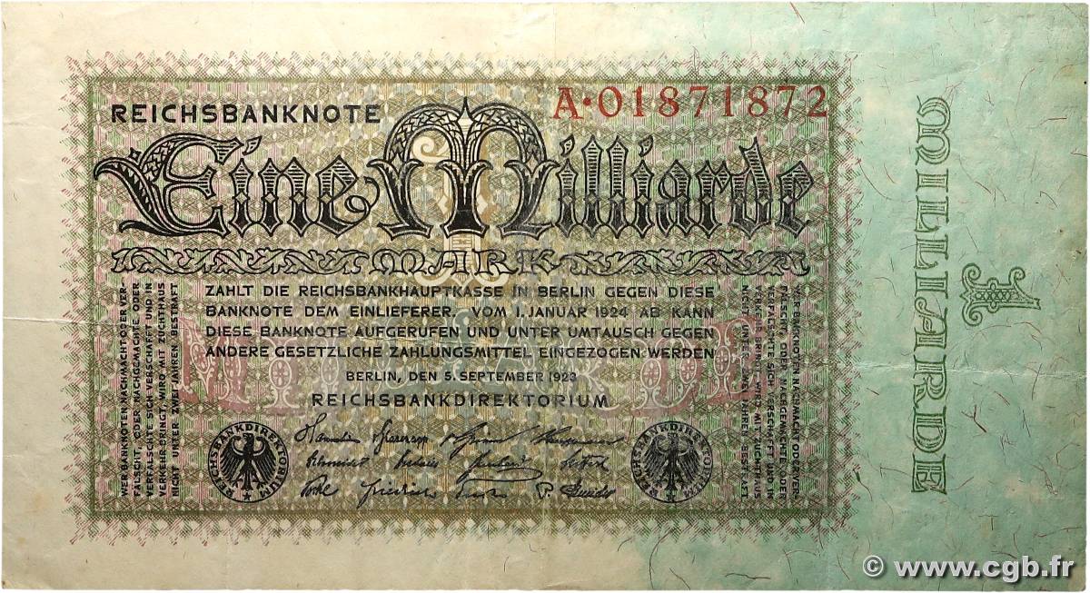 1 Milliard Mark ALLEMAGNE  1923 P.114 TTB