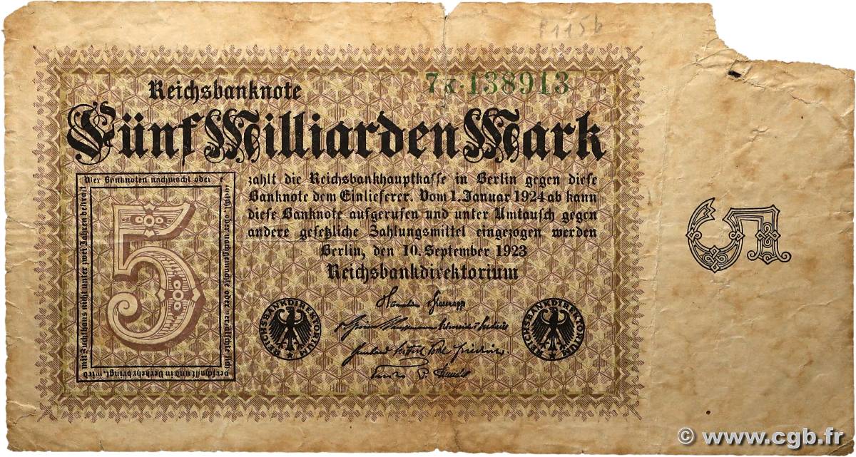 5 Milliards Mark ALLEMAGNE  1923 P.115b B+