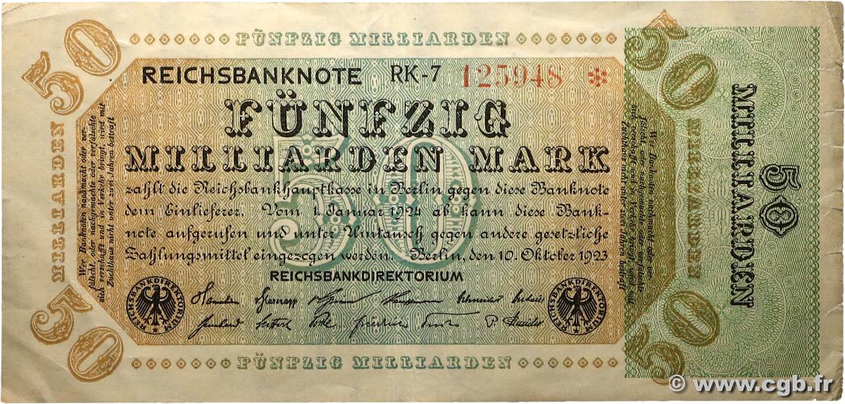 50 Milliards Mark ALLEMAGNE  1923 P.119b TB+