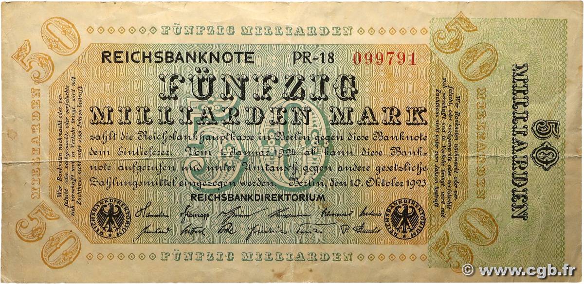 50 Milliards Mark ALLEMAGNE  1923 P.120c TTB
